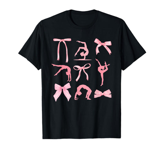 Coquette Gymnastics Cute Bow Gymnasts Women Girls Kids T-Shirt