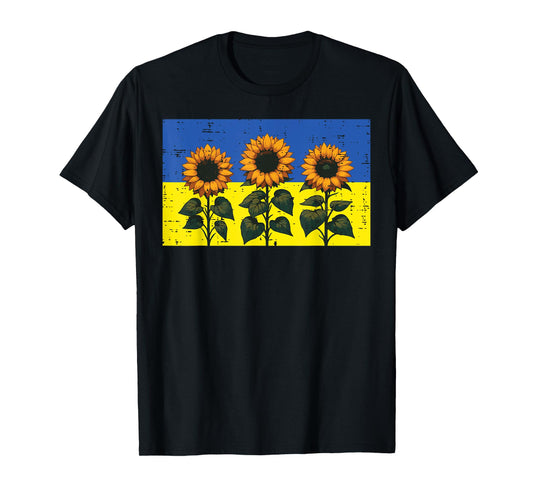 Ukraine Flag Sunflower Vintage Ukrainian Hope Women Men Kids T-Shirt