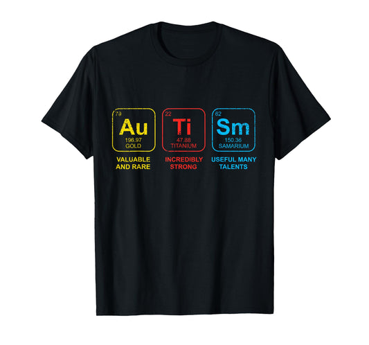 Autism Awareness Women Men Kids Elements Periodic Table ASD T-Shirt