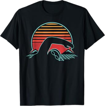 Swimming Retro Vintage 80s Style Swimmer Gift T-Shirt