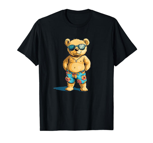 Cool Teddy Bear in Swim Trunks for Summer Fun T-Shirt