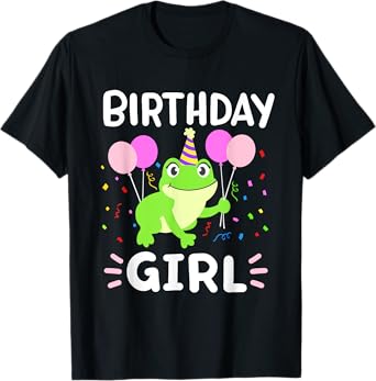 Cute Birthday Girl Frog Aesthetic Women Girls Kids Toddlers T-Shirt