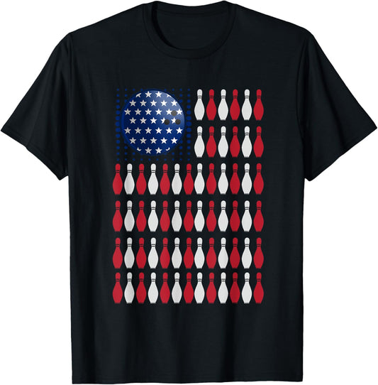 American Flag Bowling | Bowler Gifts For Bowling Team T-Shirt