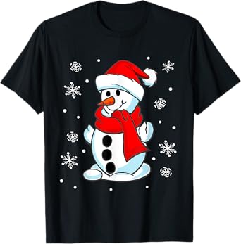 Funny Christmas Snowman Tee Cute Santa Men Women kids Gift T-Shirt