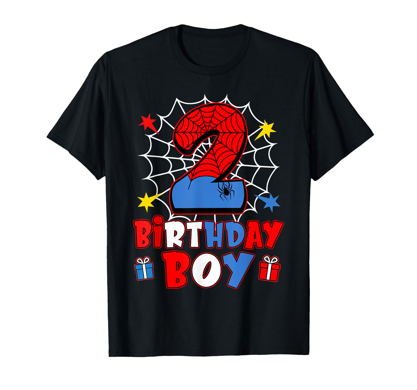 Kids Spider Web Two 2 Years Old It's My 2nd Birthday Boy T-Shirt