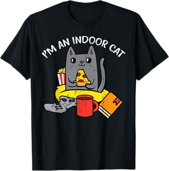 Im Indoor Cat Gaming Controller Pizza Gamer Men Boys Kids T-Shirt
