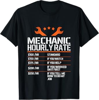 Mechanic Hourly Rate - Mechanic Labor Rates Funny Handyman T-Shirt