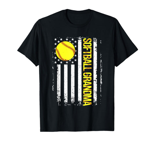 Softball Grandma American Flag Vintage ic Game Day T-Shirt for Women Men