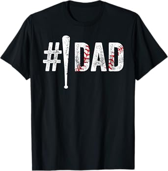 Number One Baseball Dad for Fathers Day #1 Daddy Funny T-Shirt