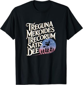 Stage Notes Treguna Mekoides Vintage Bedknobs and Broomsticks Theatre T-Shirt - Black, Small, Unisex-Adult, Short Sleeve, T-Shirt, Polyester, Letter Print, Crew Neck, Regular Fit, US Sizing