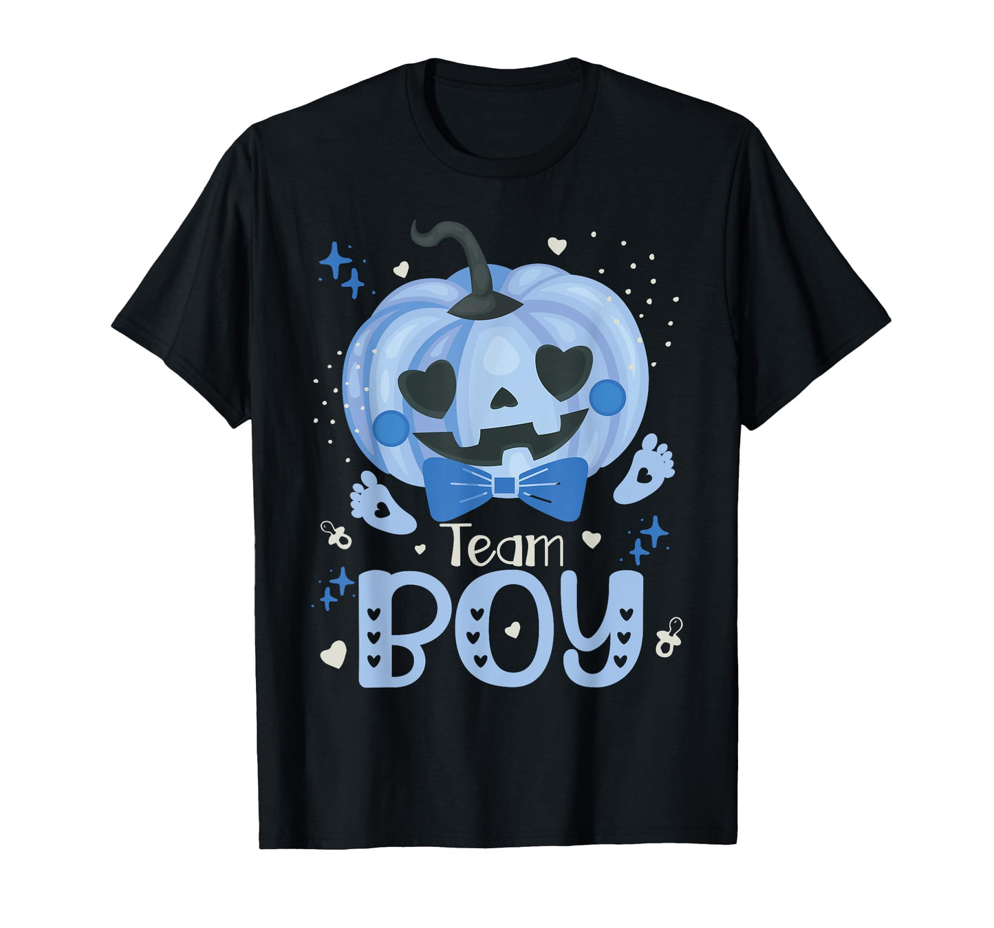 Team Boy Pumpkin Halloween Baby Gender Reveal Party Blue T-Shirt