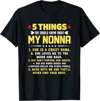 5 Things You Should Know About My Nonna Grandkids T-Shirt