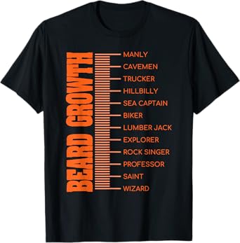 Beard Growth Size Chart Men's Facial Hair Funny Beard T-Shirt