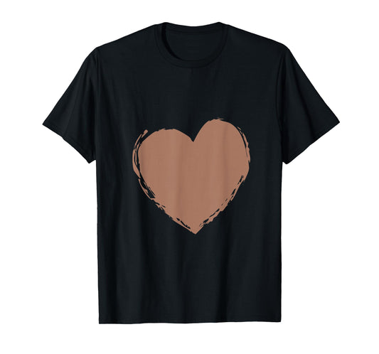 Color of the Year 2025 Mocha Mousse Heart with white T-Shirt