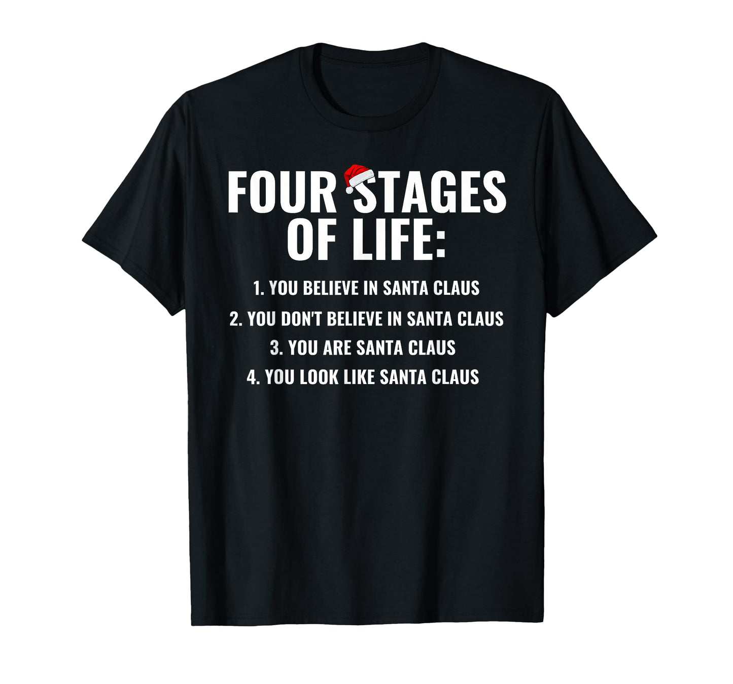Christmas Funny Four Stages of life Santa Claus Humor Meme T-Shirt