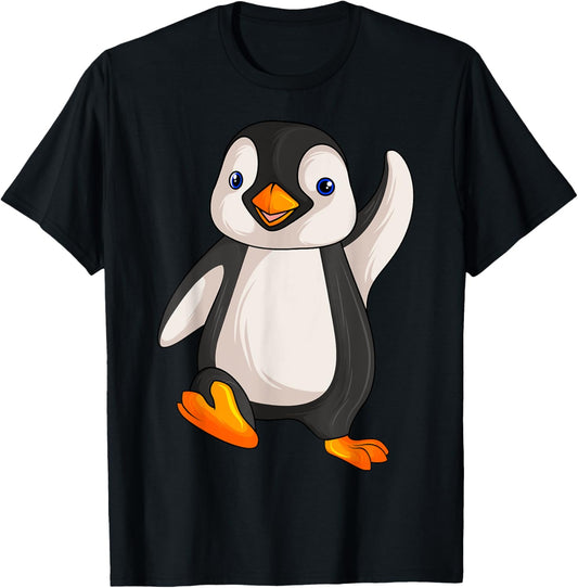 Unisex-Adults Kids Children Birthday Gift Penguin Animal Print T-Shirt Black Small Classic Fit Short Sleeve