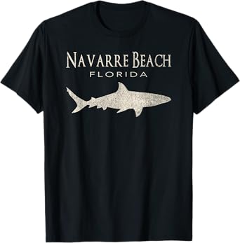 Retro Navarre Beach FL Shark T-Shirt Men Women Girls Kids T-Shirt