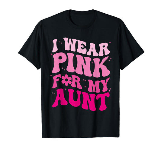 I Wear Pink for my Aunt Groovy Breast Cancer Women Kid Youth T-Shirt
