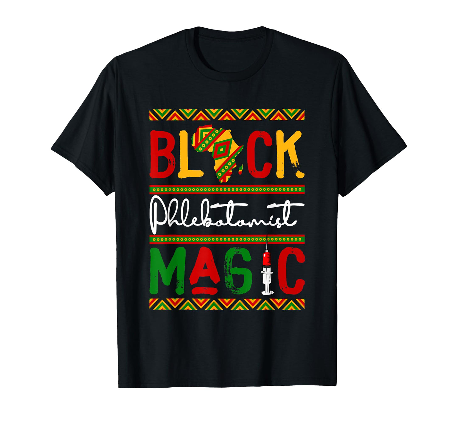 Black Costume Phlebotomist Proud Black History Month Afro T-Shirt