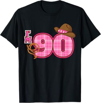 Cowgirl Hat 90th Birthday Cowboy Framer Theme 90 Year Old T-Shirt