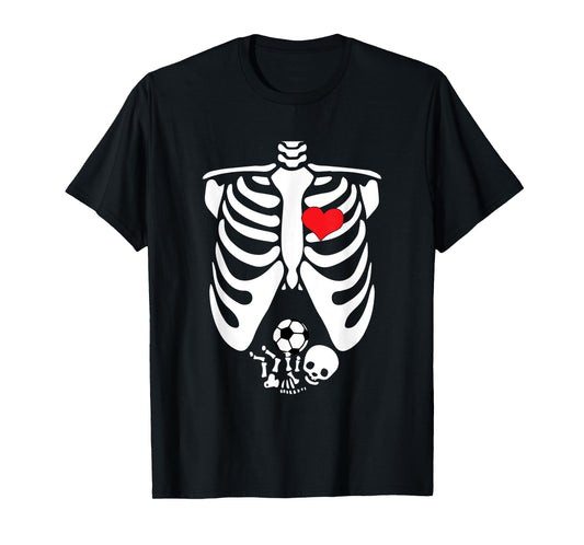 Funny Skeleton Baby Pregnant Halloween Soccer T-Shirt