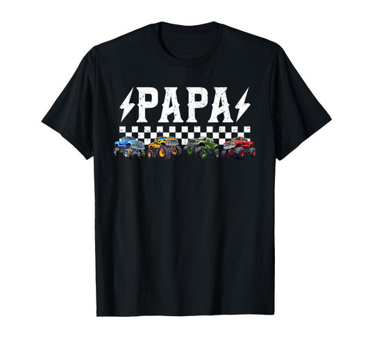 Papa Retro Monster Truck Family Crew Birthday Matching T-Shirt