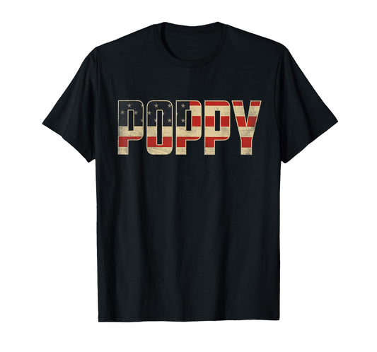 Poppy Bold Patriotic American Flag Father’s Day Poppy T-Shirt