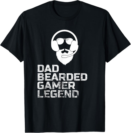 Funny Bearded Video Gamer Gaming Beard Dad Father's Day T-Shirt