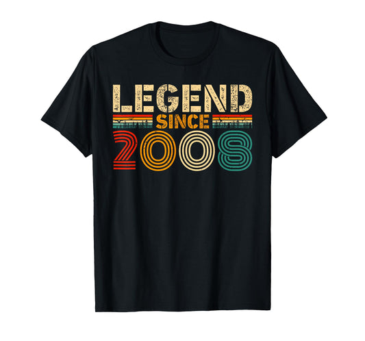 Legend Since 2008 Vintage Birthday Year 2008 Men Women Retro T-Shirt