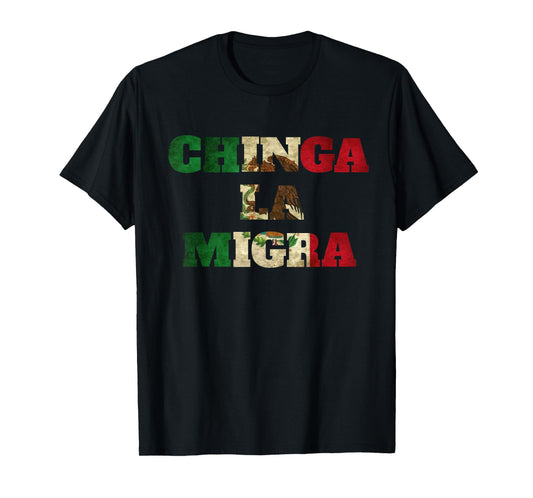 Retro Chinga La Migra MEX Flag Indivisible No Kings Protest T-Shirt