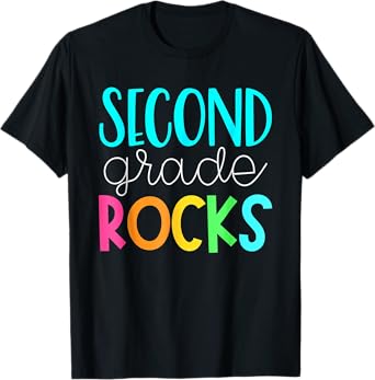 2nd grade rocks rocking 2nd grade teacher T-Shirt for Men Women Girls Kids
