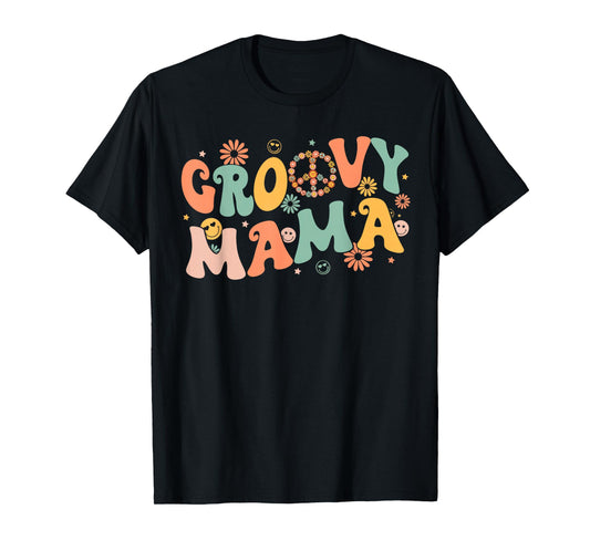 Groovy Mama Birthday Party Peace Sign Love Mom 70s Hippie T-Shirt