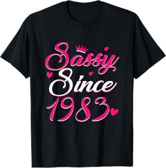 Vintage Sassy Since 1983 42 Years Old Birthday Women Girl T-Shirt