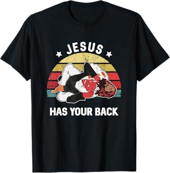 Jesus Has Your Back Jiu Jitsu Retro Christian T-Shirt