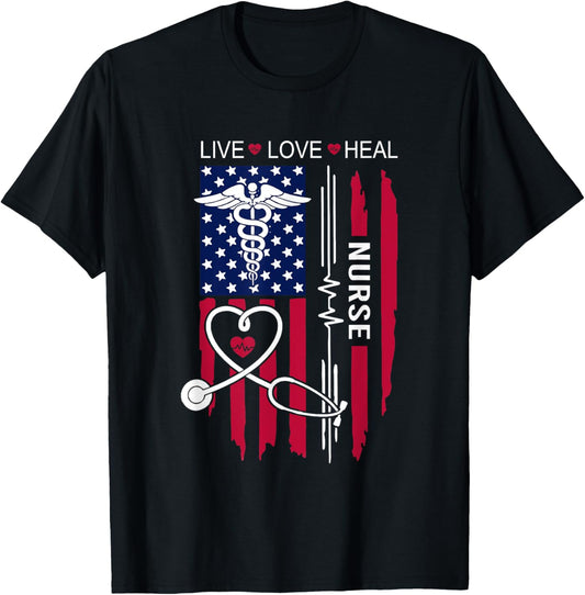 American Flag Nurse Day Gifts, Week Gift Nurse, Nurse's Day T-Shirt