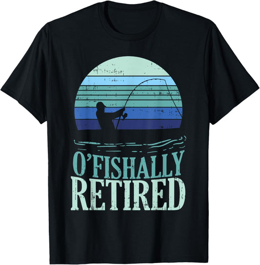 Ofishally Retired Fishing Retro Retirement Dad Men Gift T-Shirt