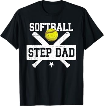 Softball Step Dad Of A Softball Player Stepdad T-Shirt