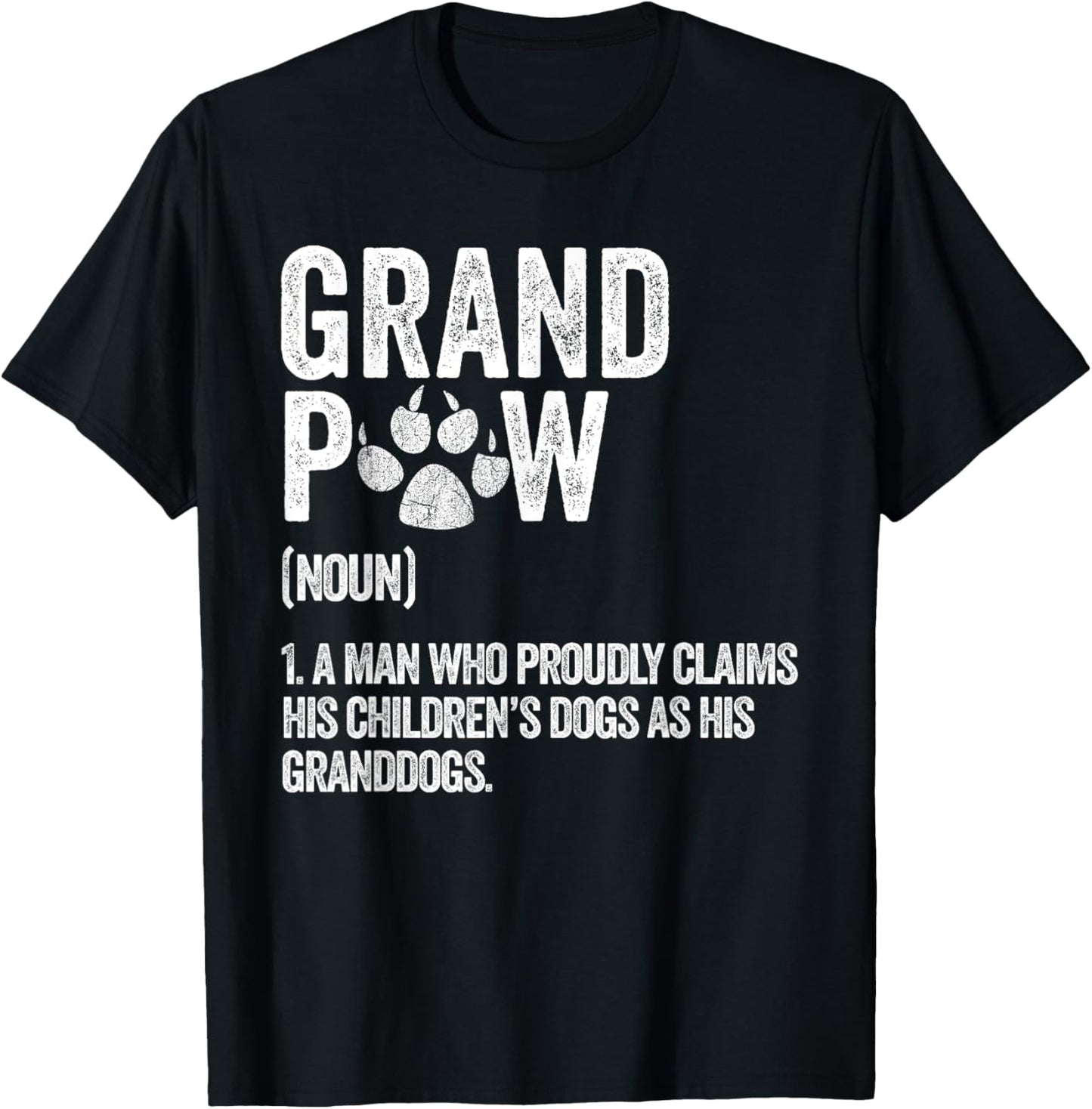 Funny Grandpaw Dictionary Definition Men's Dog Themed Retro Grand Paw T-Shirt - Black, Small