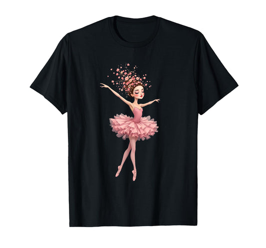 Ballet Dancing Tee for Girl and Women Cute Pink Ballerina T-Shirt