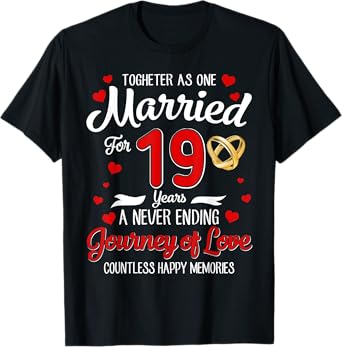 19th Wedding Anniversary 19-Year Married Couple Matching T-Shirt