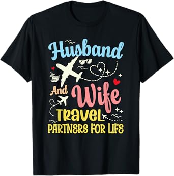 Funny Couple Husband And Wife Travel Partners For Life T-Shirt