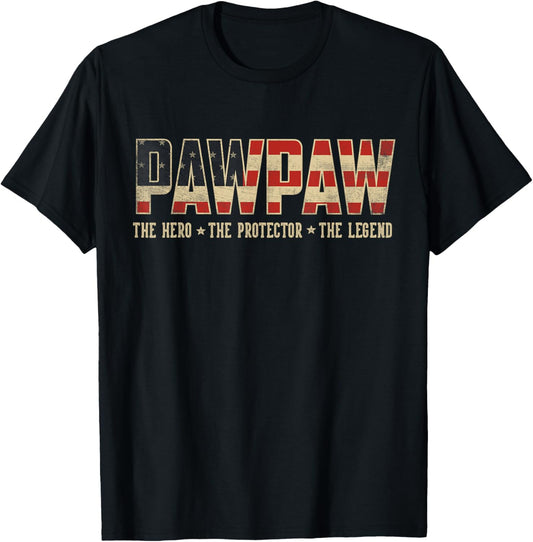 Pawpaw Protector Hero Legend USA Flag Pawpaw Father's Day T-Shirt