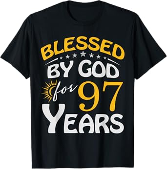 Vintage Blessed by God For 97 Years Old Happy 97th Birthday T-Shirt