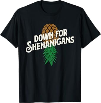 Down For Shenanigans - Swinger Couple Upside Down Pineapple T-Shirt