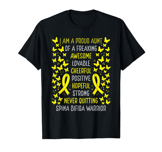 Proud Aunt of Spina Bifida Warrior Awareness Ribbon T-Shirt