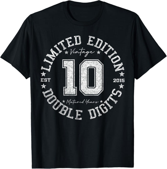 Official Double Digits 10 Year Old Gifts 10th Birthday 2015 T-Shirt