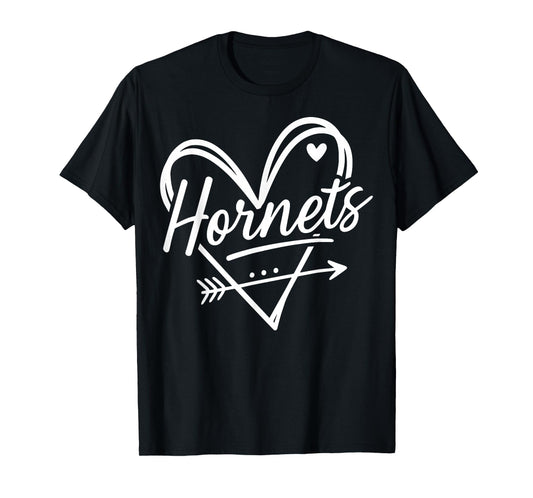 Vintage Hornets Heart Retro Style Gift for Men Women Kid T-Shirt