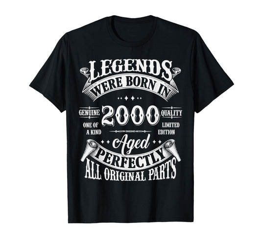 25th Birthday Tee 25 Years Old Vintage Legends Born In 2000 T-Shirt