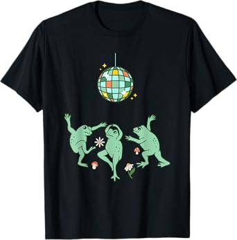 Funny Frog Disco Dance 70s 80s Groovy Hippie Funky Party T-Shirt