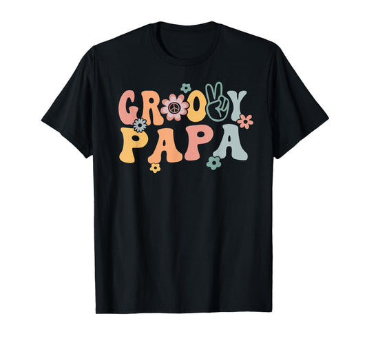 Groovy Papa Retro Dad Matching Family 1st Birthday Party T-Shirt
